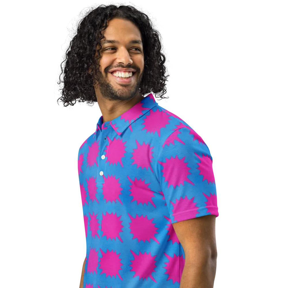 Neon Comet on Men's Slim Fit Polo Shirt — Left Front