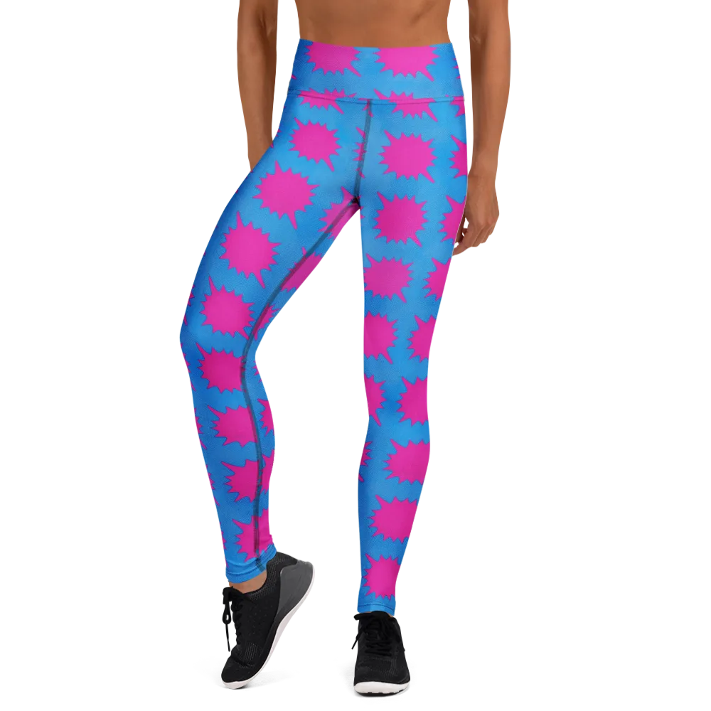 Neon Comet on Yoga Leggings — Front