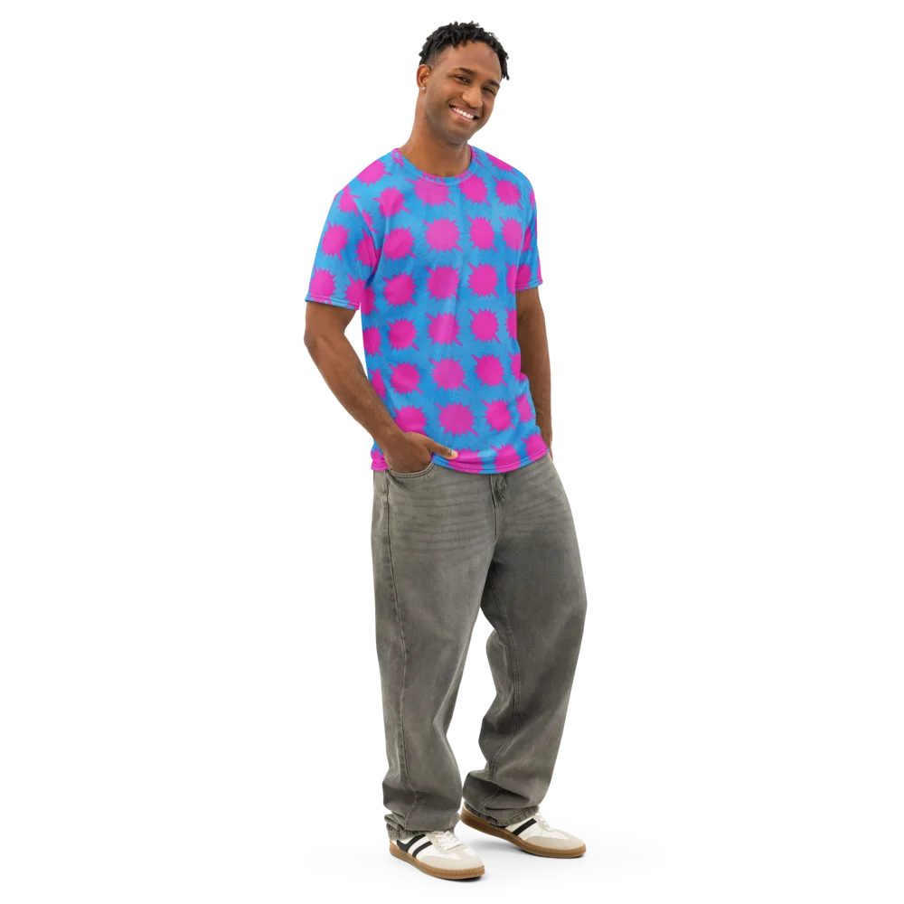 Neon Comet on Men's Cotton Crew Neck T-Shirt — Right Front