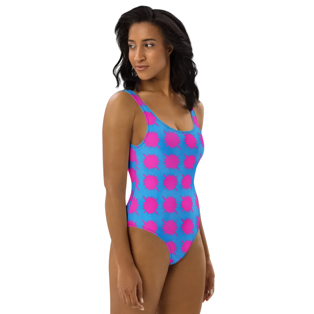 Neon Comet on One-Piece Swimsuit — Right