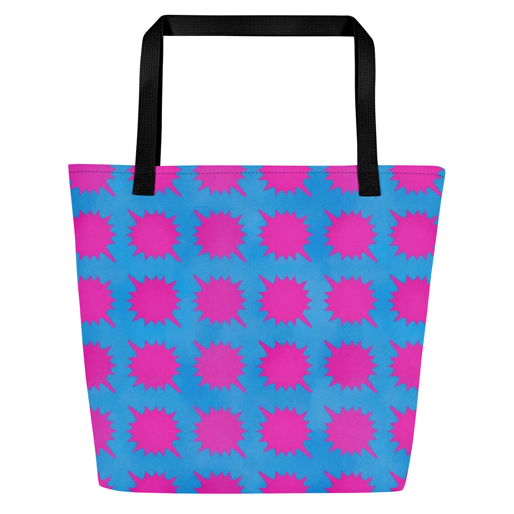 Neon Comet on Large Tote Bag W/ Pocket — Front
