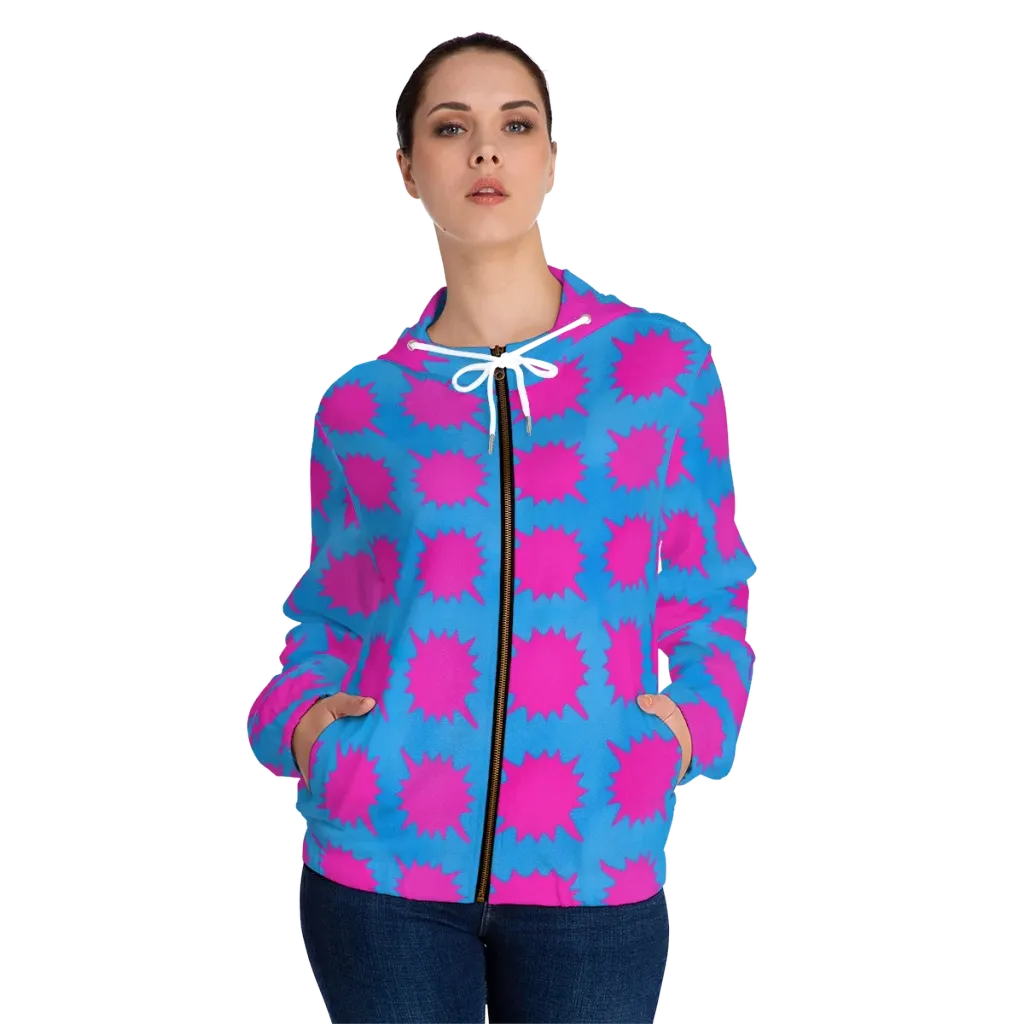Neon Comet on Women's Full-Zip Hoodie — Front On Person