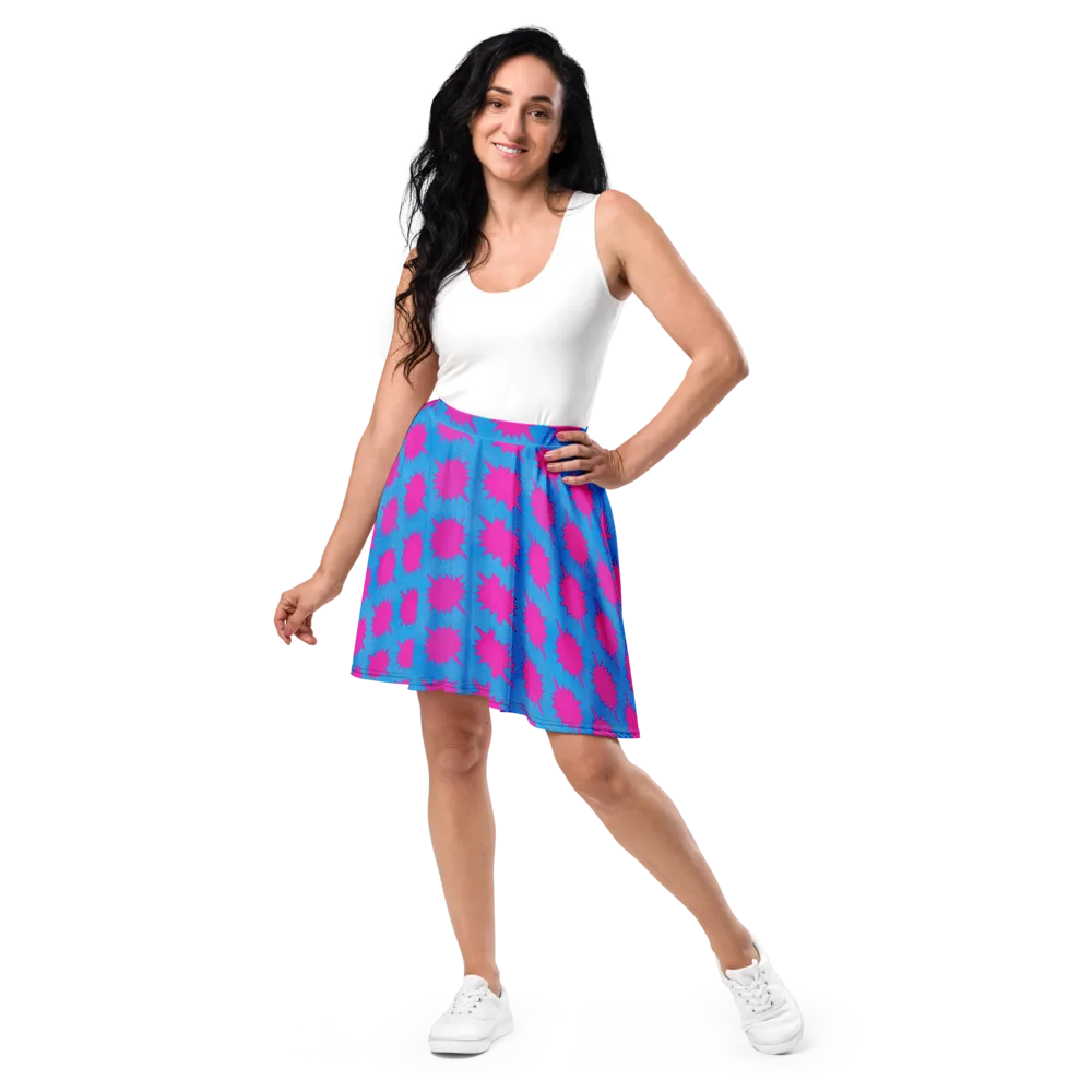 Neon Comet on Skater Skirt — Front