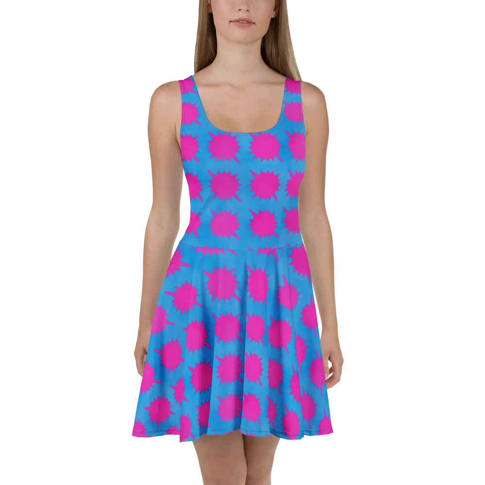 Neon Comet on Skater Dress — Front