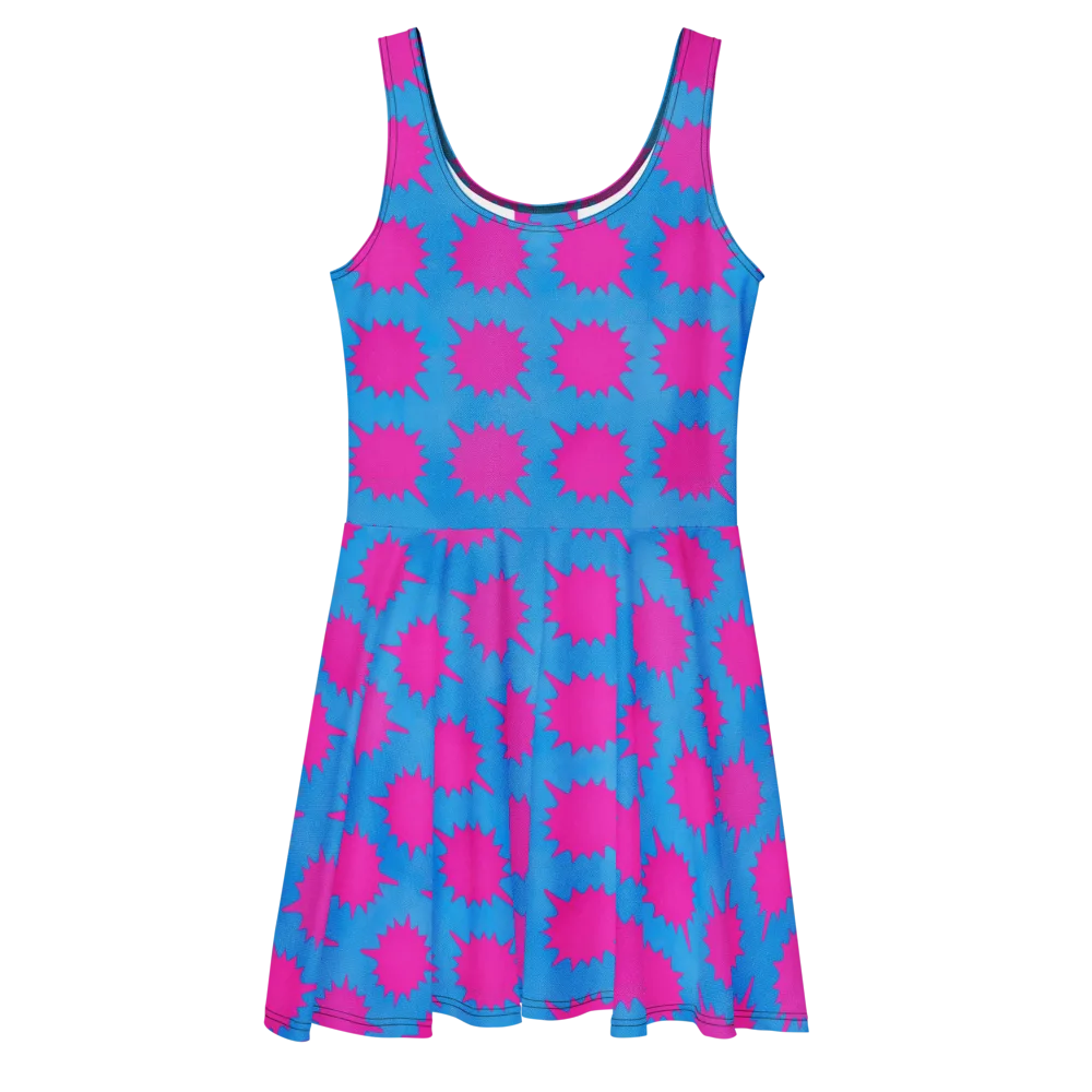 Neon Comet on Skater Dress — Front