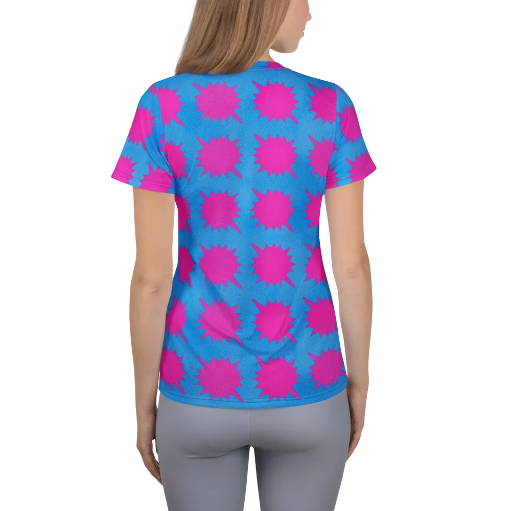 Neon Comet on Women's Athletic T-Shirt — Back