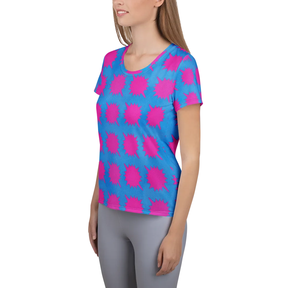 Neon Comet on Women's Athletic T-Shirt — Left