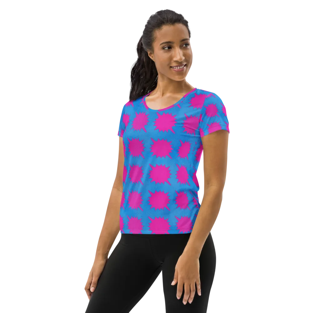 Neon Comet on Women's Athletic T-Shirt — Left