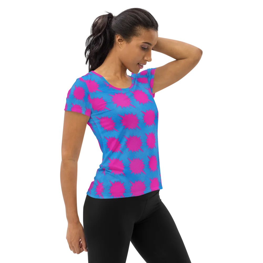 Neon Comet on Women's Athletic T-Shirt — Right