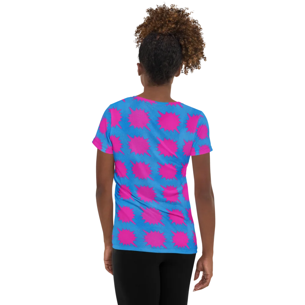 Neon Comet on Women's Athletic T-Shirt — Back