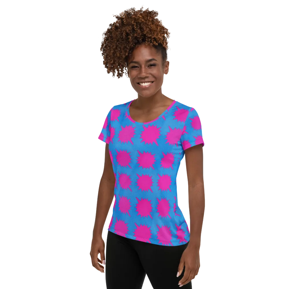 Neon Comet on Women's Athletic T-Shirt — Left