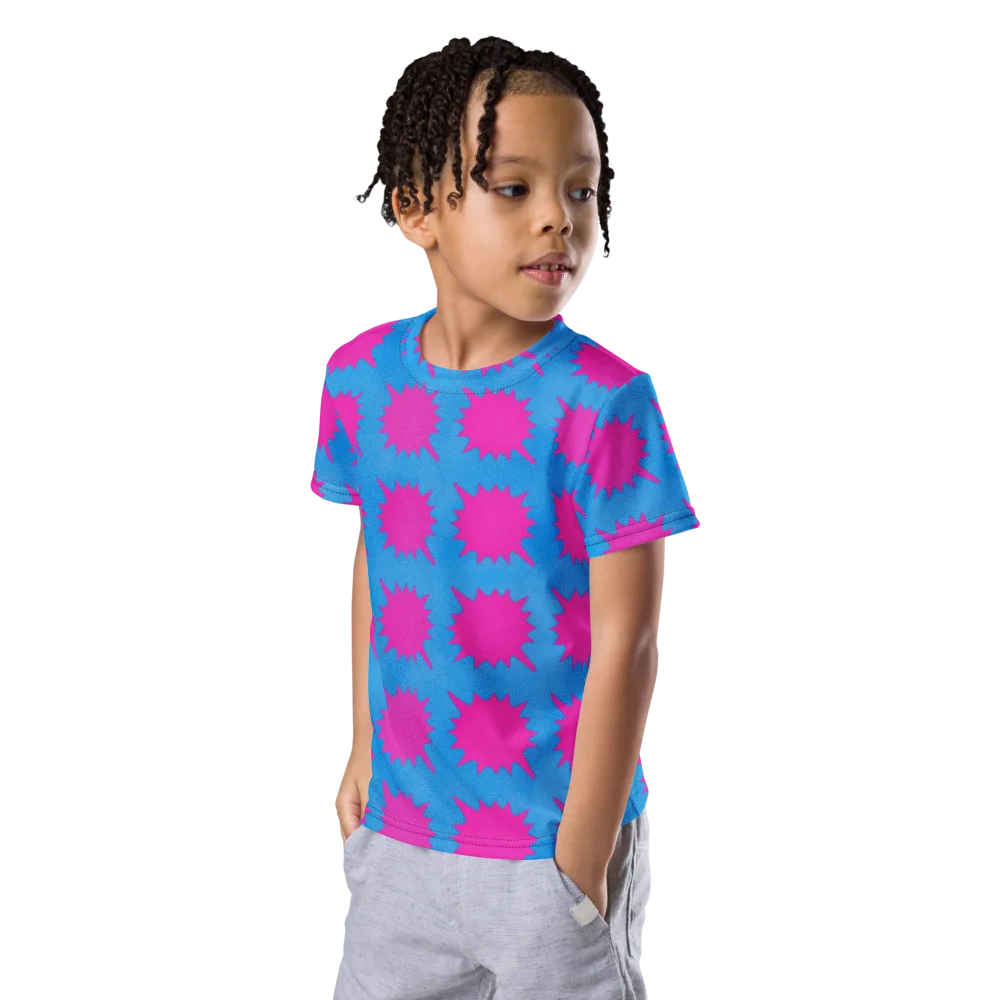 Neon Comet on Kids Crew Neck T-Shirt — Left Front