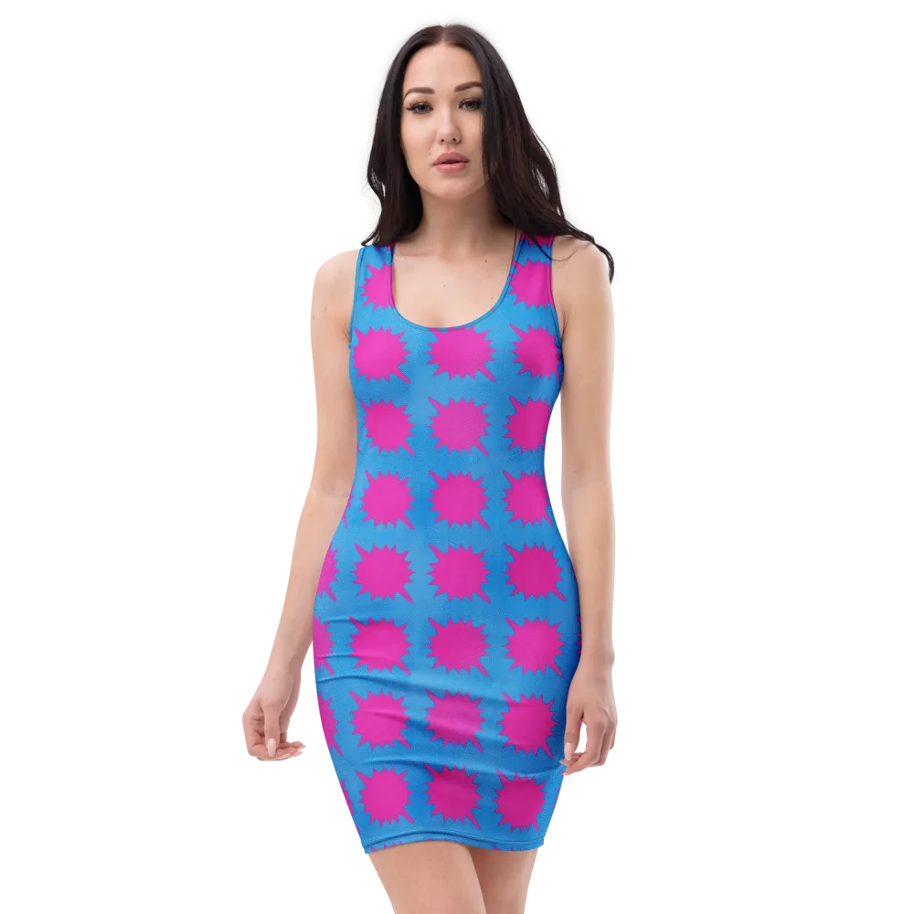 Neon Comet on Bodycon Dress — Front