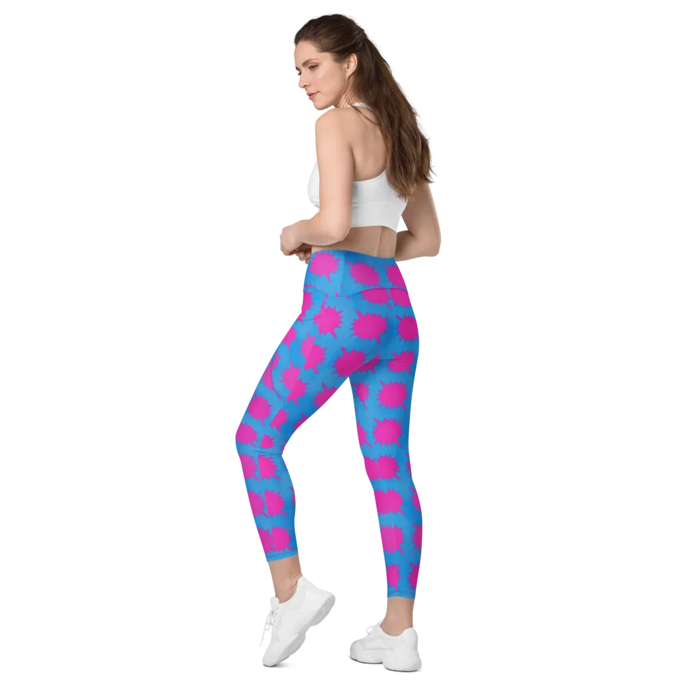 Neon Comet on Leggings with Pockets — Left Back