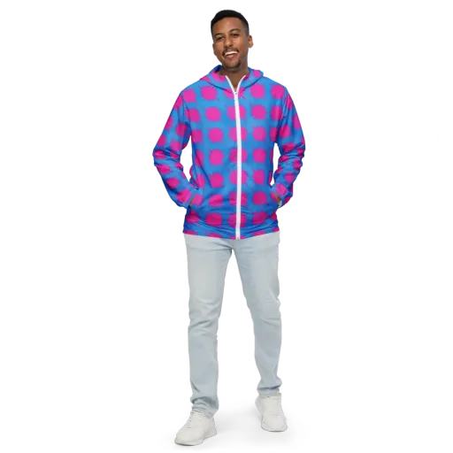 Neon Comet on a Men's Windbreaker