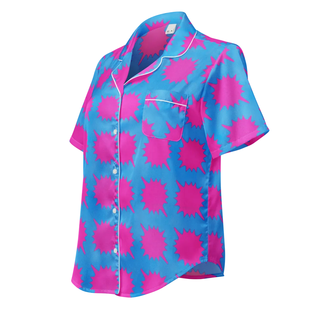 Neon Comet on Women's Short Sleeve Pajama Top — Left Front