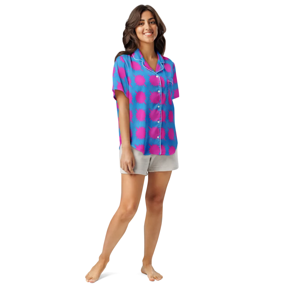 Neon Comet on Women's Short Sleeve Pajama Top — Front