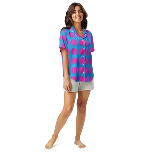 Neon Comet on a Women's Short Sleeve Pajama Top