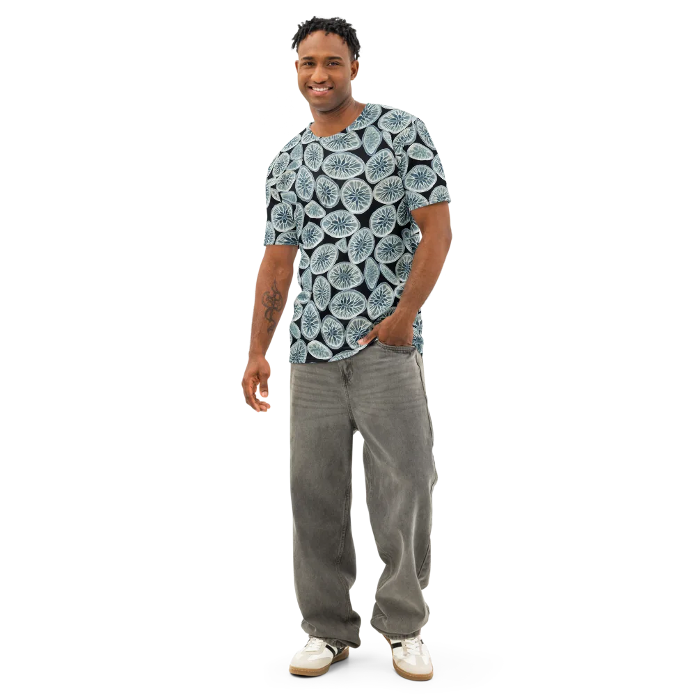 Midnight Citrus on Men's Cotton Crew Neck T-Shirt — Front