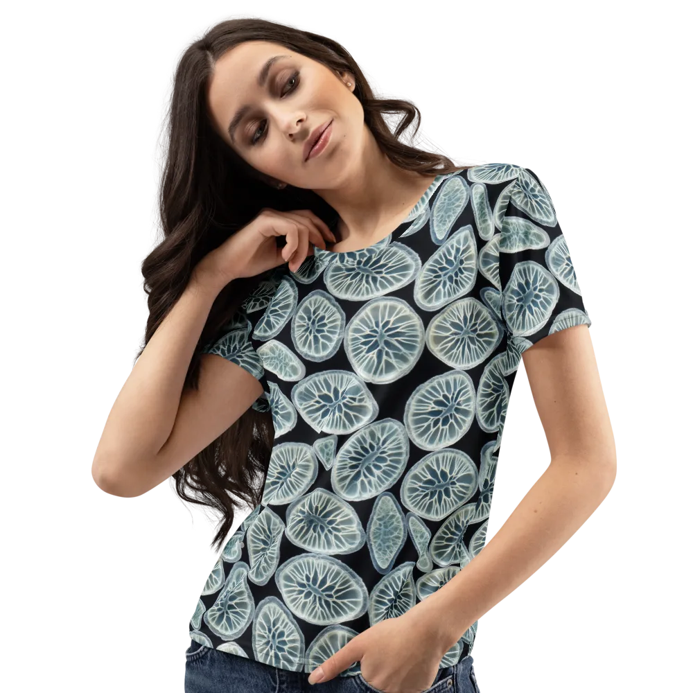 Midnight Citrus on Women's Crew Neck T-Shirt — Left Front
