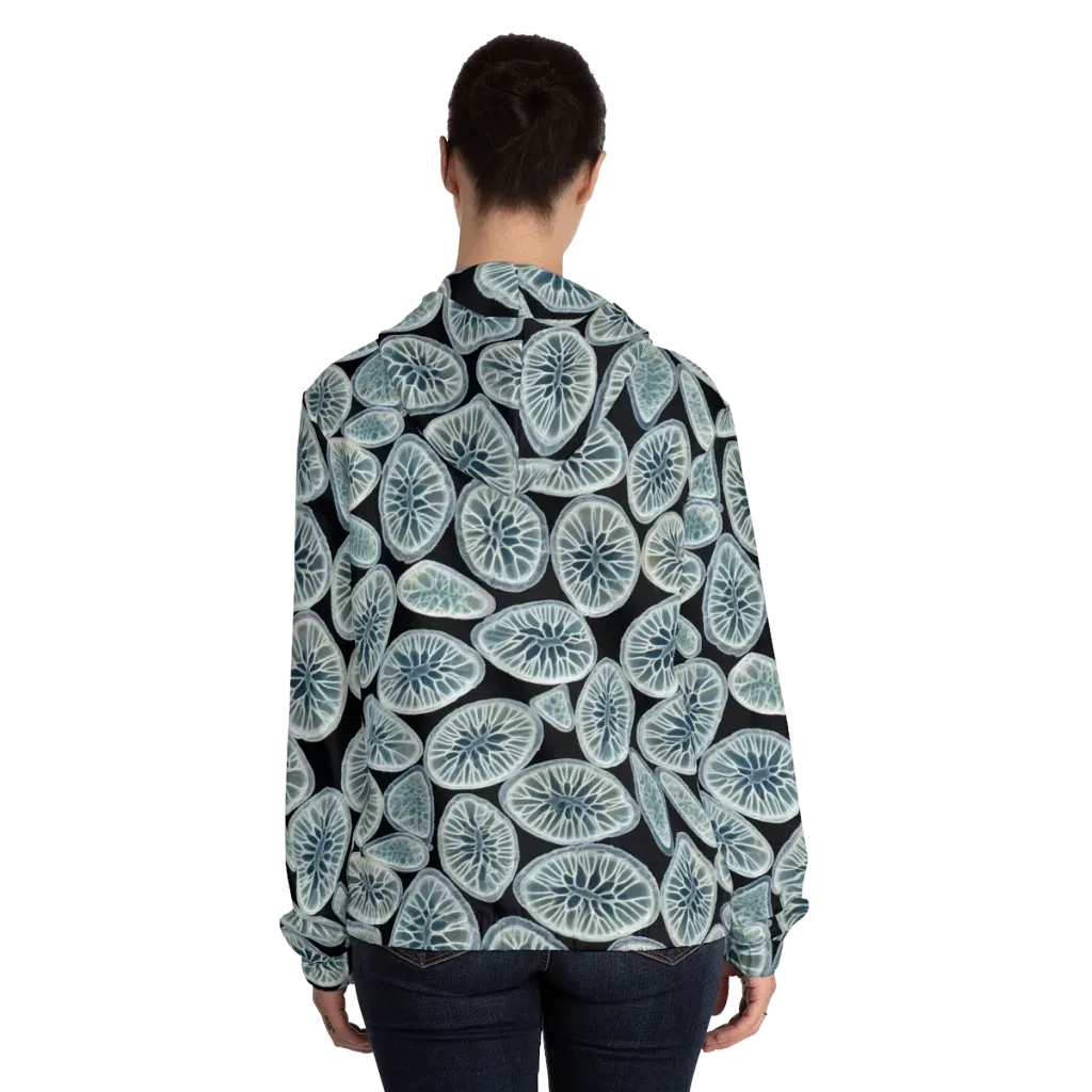 Midnight Citrus on Women's Full-Zip Hoodie — Back On Person