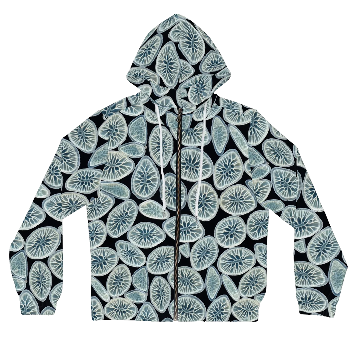 Midnight Citrus on Women's Full-Zip Hoodie — Front