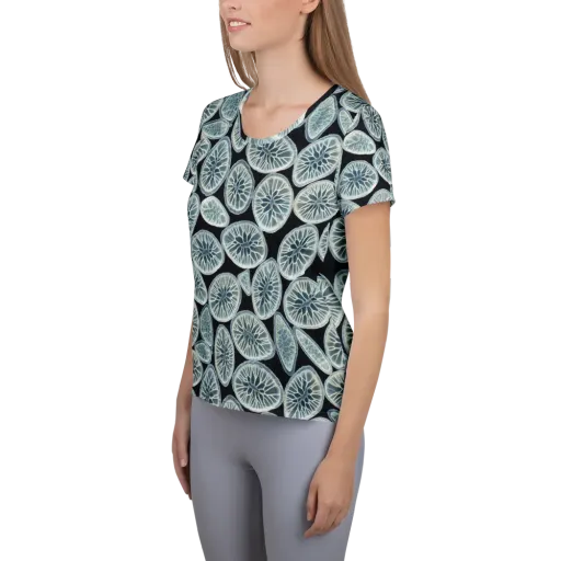 Midnight Citrus on a Women's Athletic T-Shirt