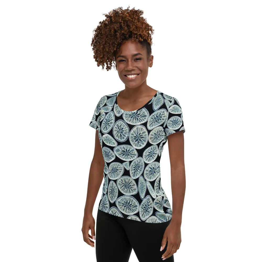 Midnight Citrus on Women's Athletic T-Shirt — Left