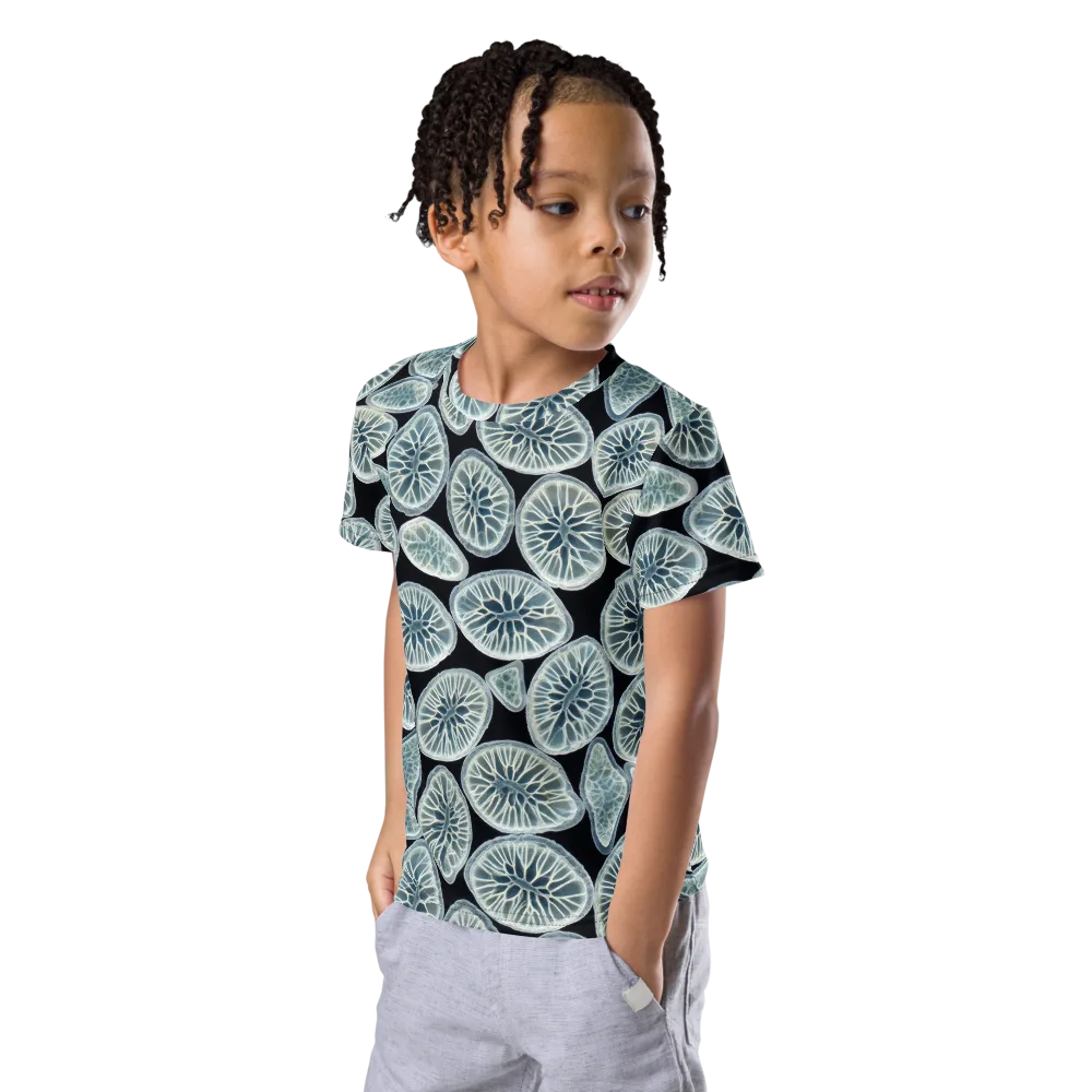 Midnight Citrus on Kids Crew Neck T-Shirt — Left Front