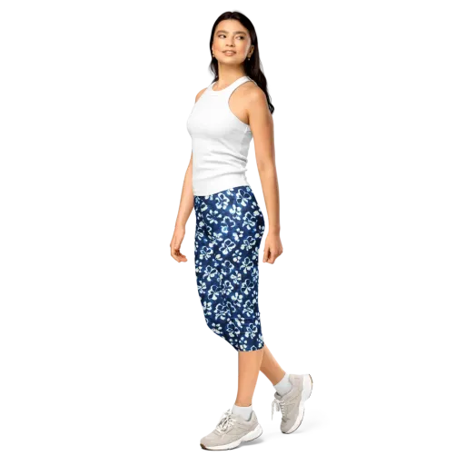 Shibori Garden on a Capri Leggings