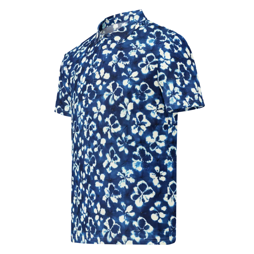Shibori Garden on Men's Slim Fit Polo Shirt — Left Front