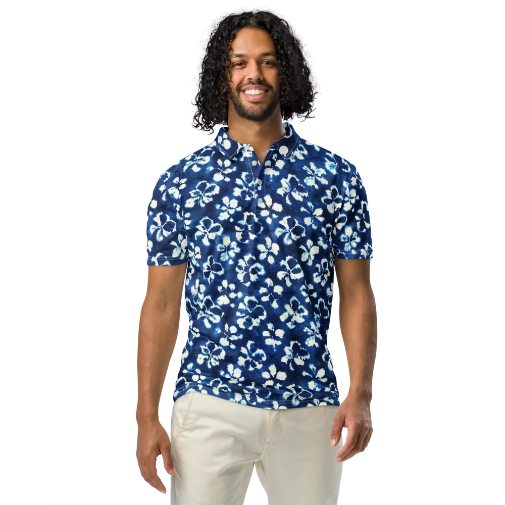 Shibori Garden on Men's Slim Fit Polo Shirt — Front