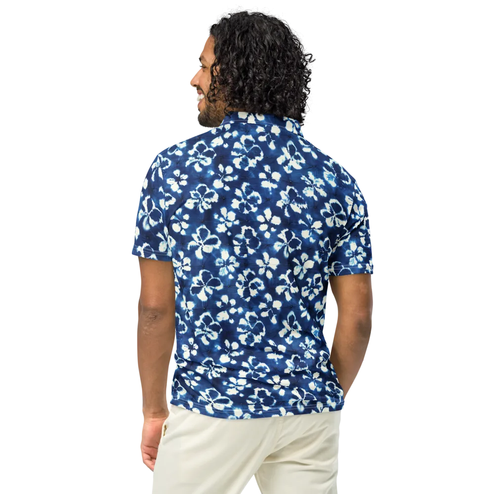 Shibori Garden on Men's Slim Fit Polo Shirt — Back
