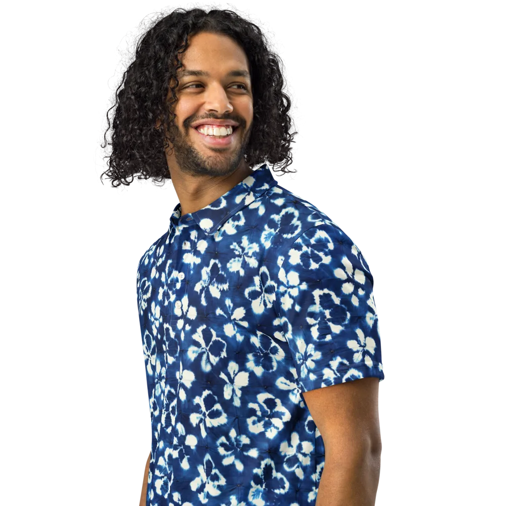 Shibori Garden on Men's Slim Fit Polo Shirt — Left Front