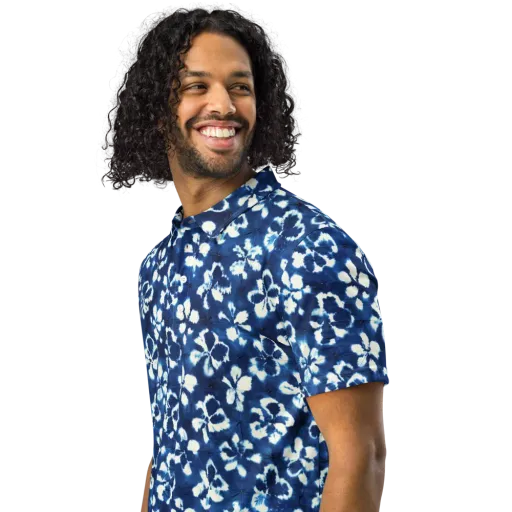 Shibori Garden on a Men's Slim Fit Polo Shirt
