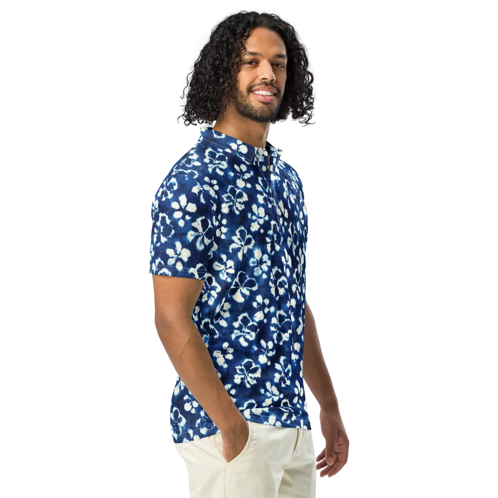 Shibori Garden on Men's Slim Fit Polo Shirt — Right Front