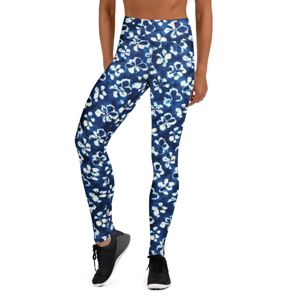 Shibori Garden on Yoga Leggings — Front