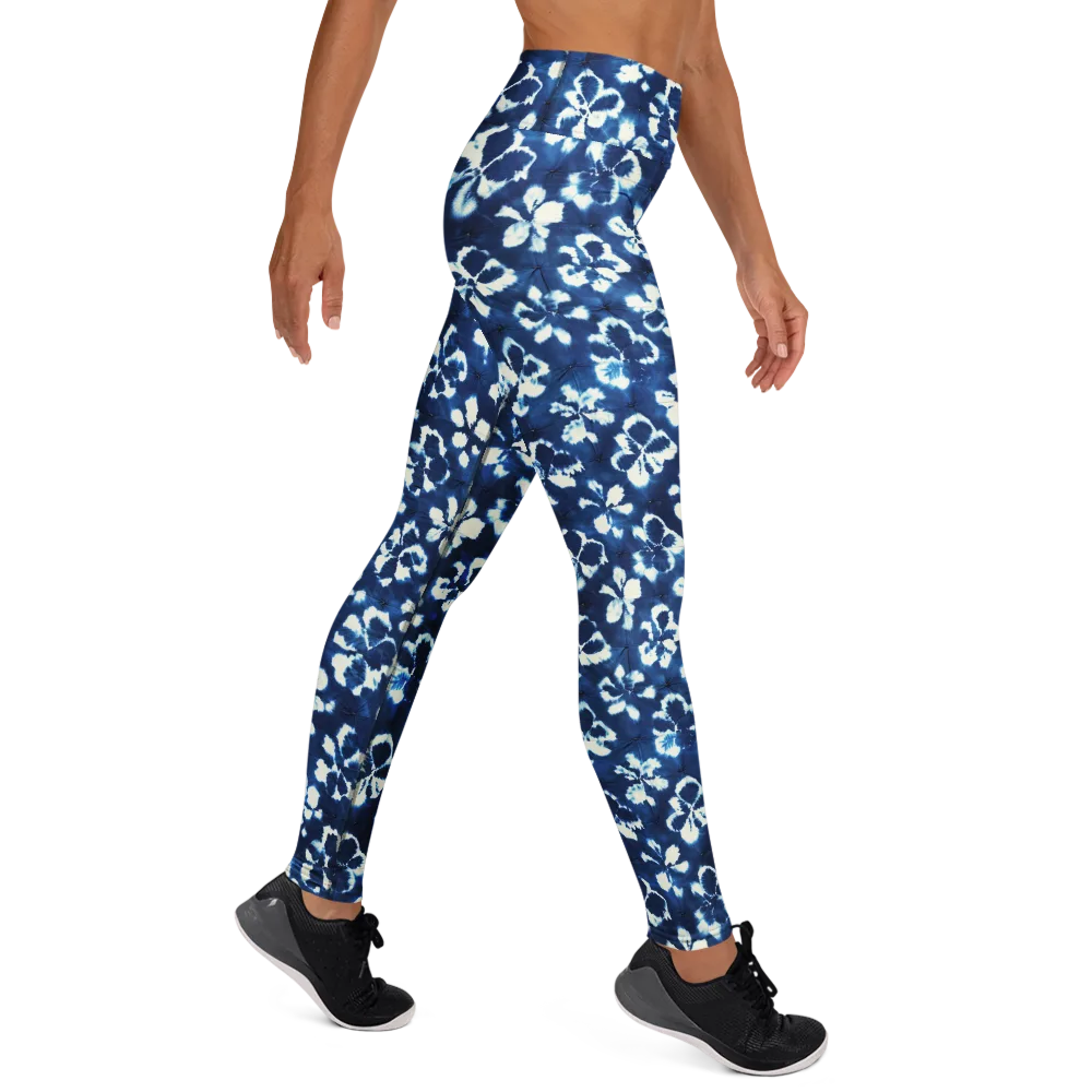 Shibori Garden on Yoga Leggings — Right