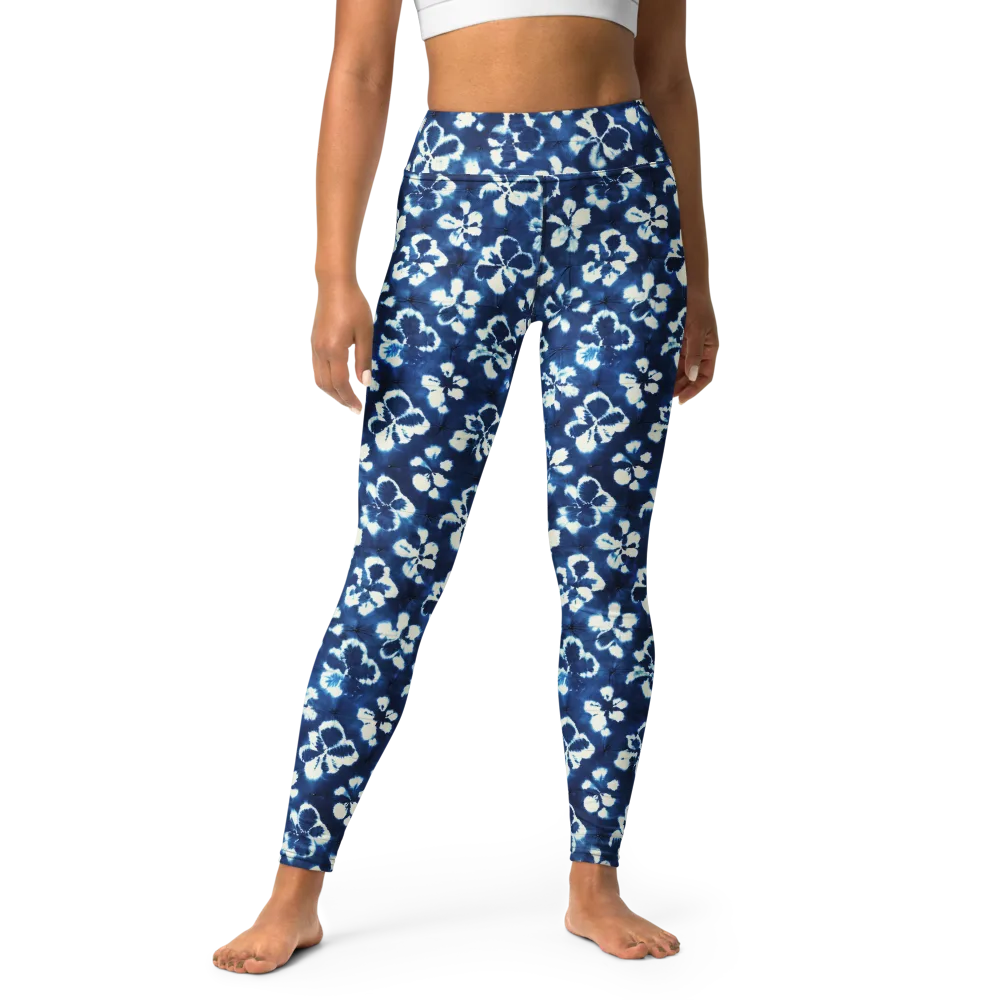 Shibori Garden on Yoga Leggings — Front