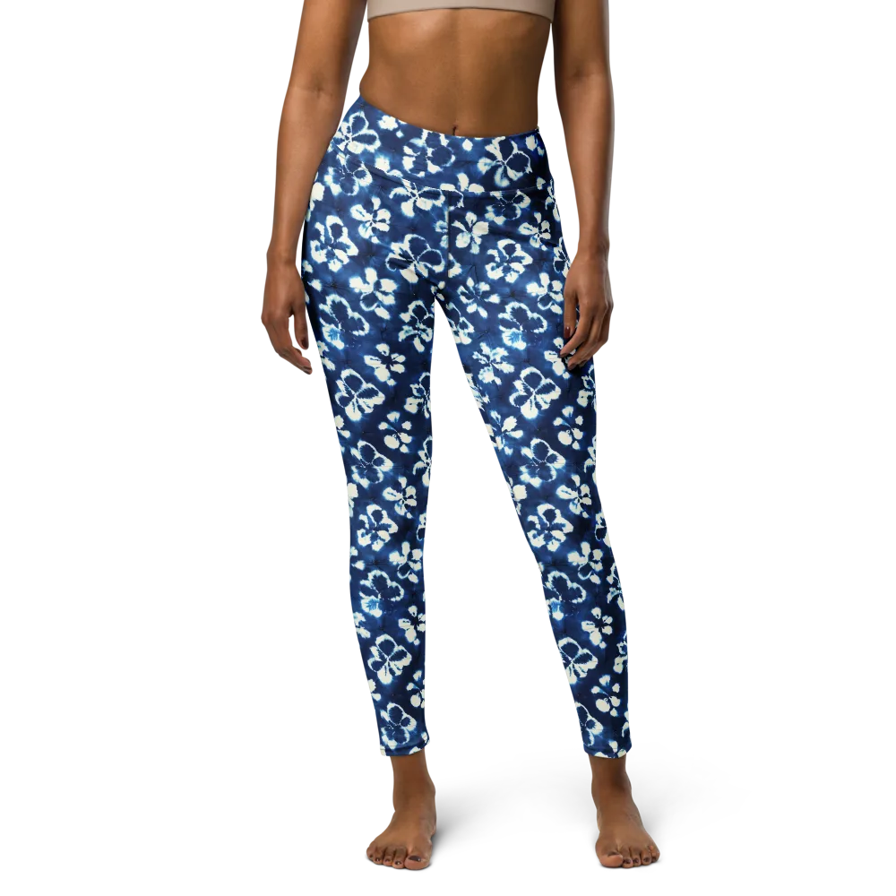Shibori Garden on Yoga Leggings — Front