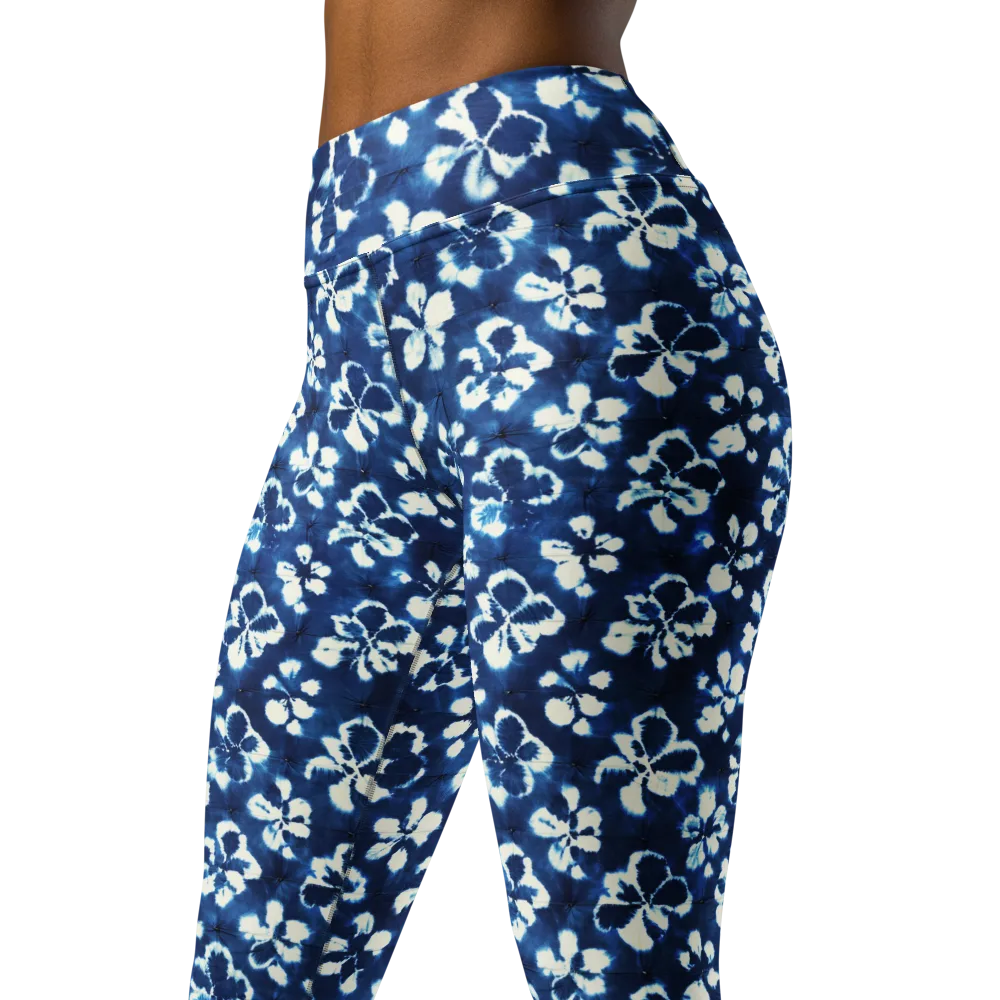 Shibori Garden on Yoga Leggings — Left Front