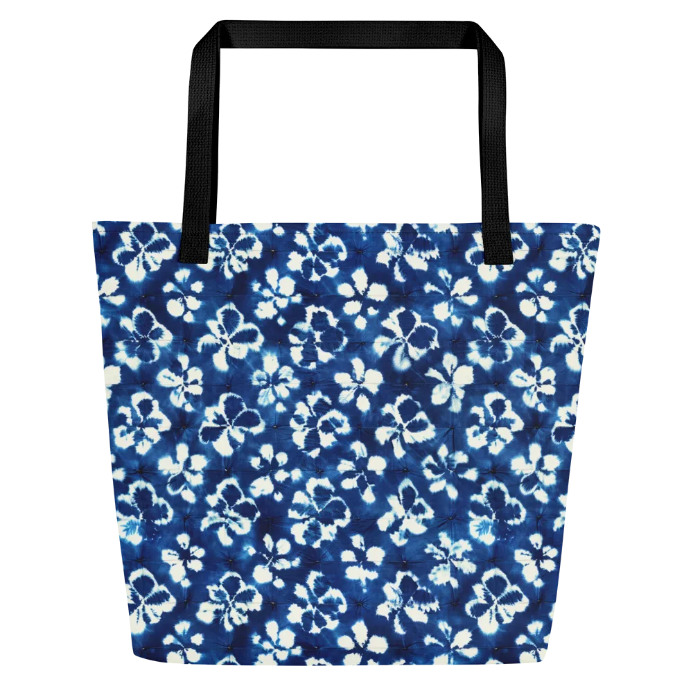 Shibori Garden on Large Tote Bag W/ Pocket — Front