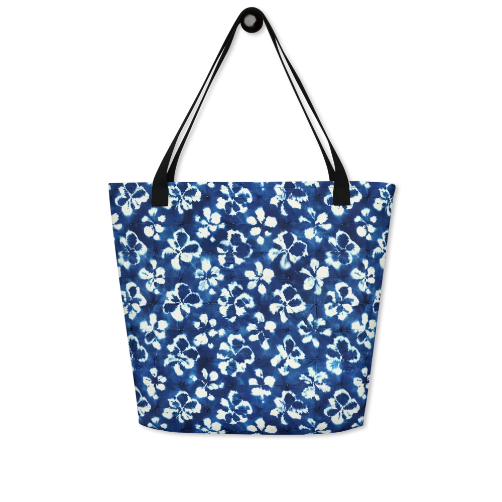 Shibori Garden on Large Tote Bag W/ Pocket — Front