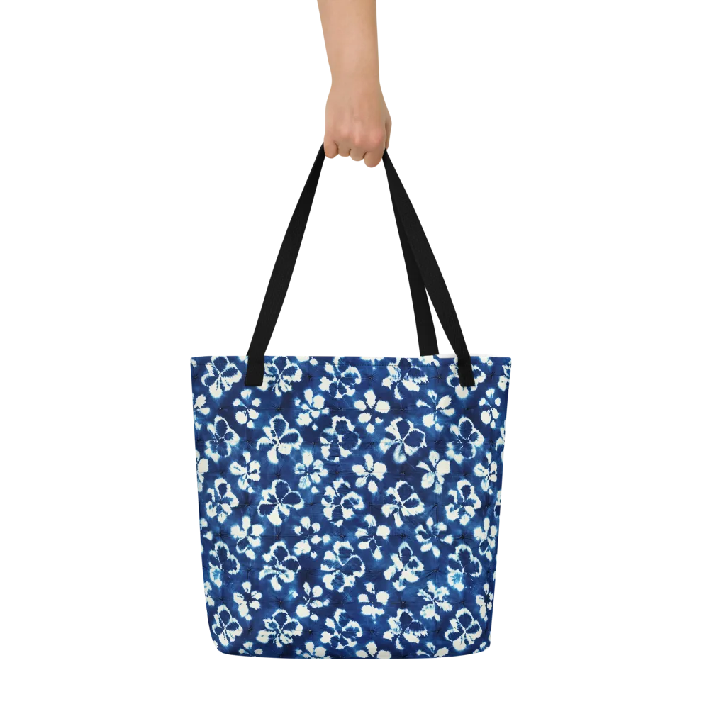 Shibori Garden on Large Tote Bag W/ Pocket — Front