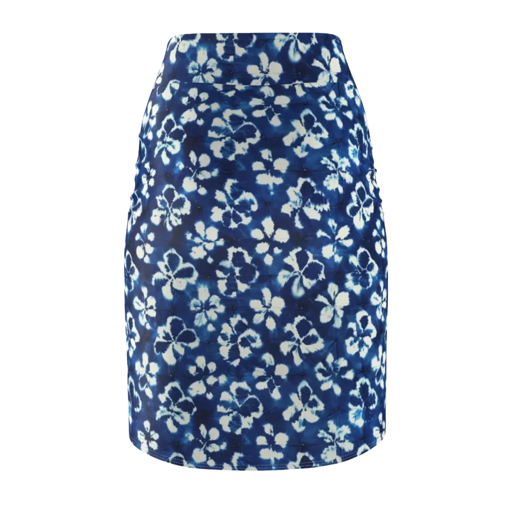 Shibori Garden on Pencil Skirt — Back