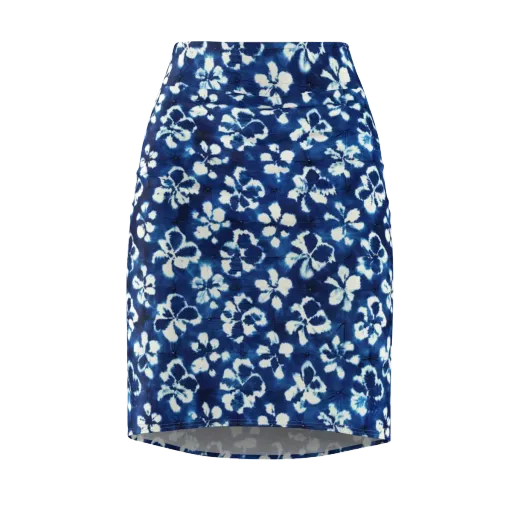 Shibori Garden on a Pencil Skirt