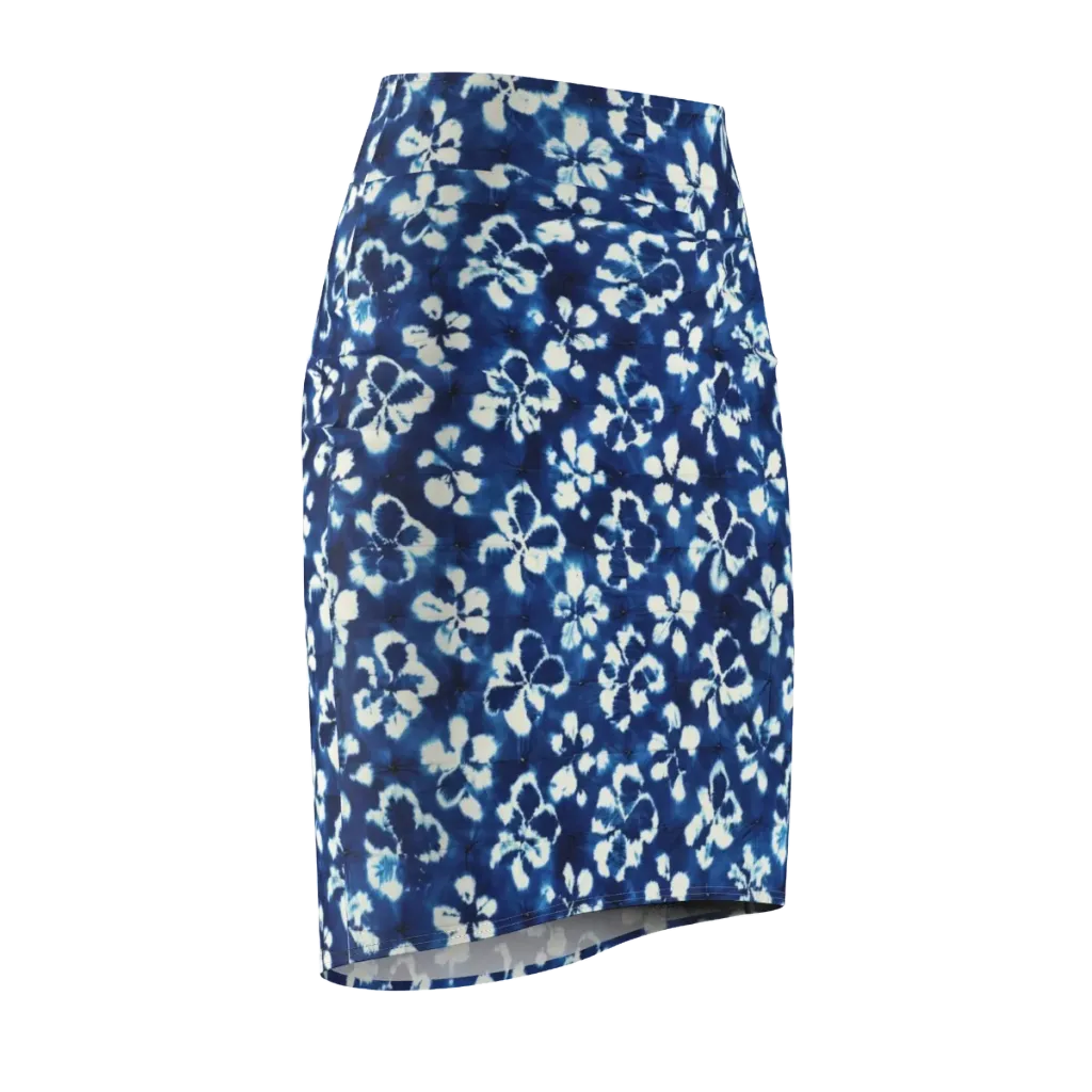 Shibori Garden on Pencil Skirt — Front Side