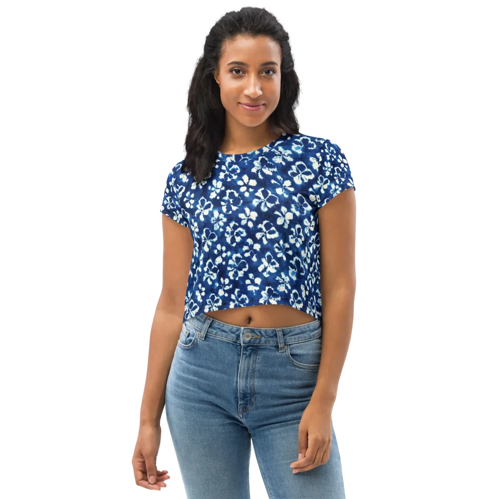 Shibori Garden on Crop Tee — Front