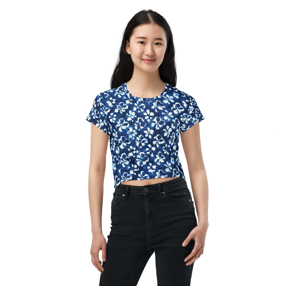 Shibori Garden on Crop Tee — Front