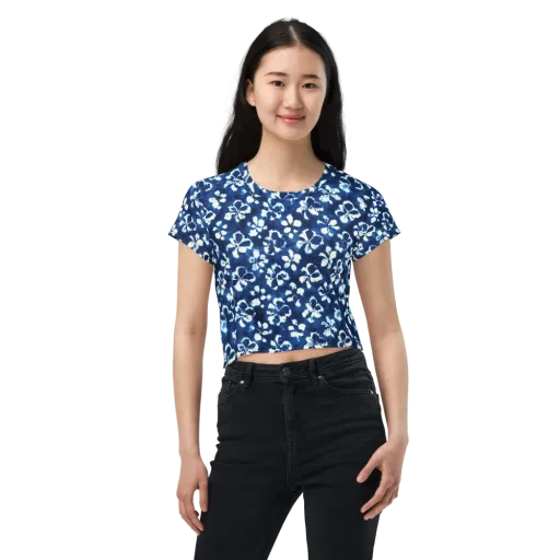 Shibori Garden on a Crop Tee